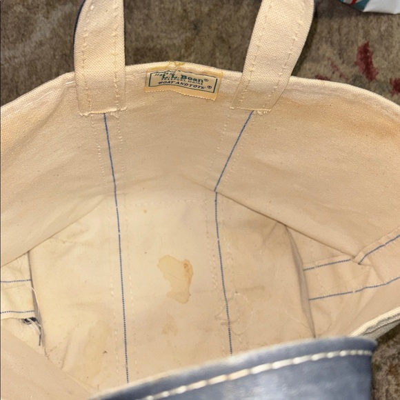 LL BEAN 80s vintage Canvas Boat and Tote Bag Blue and White Sawtooth tag - Picture 6 of 16